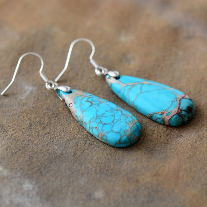 Natural Stone Copper Teardrop Earrings