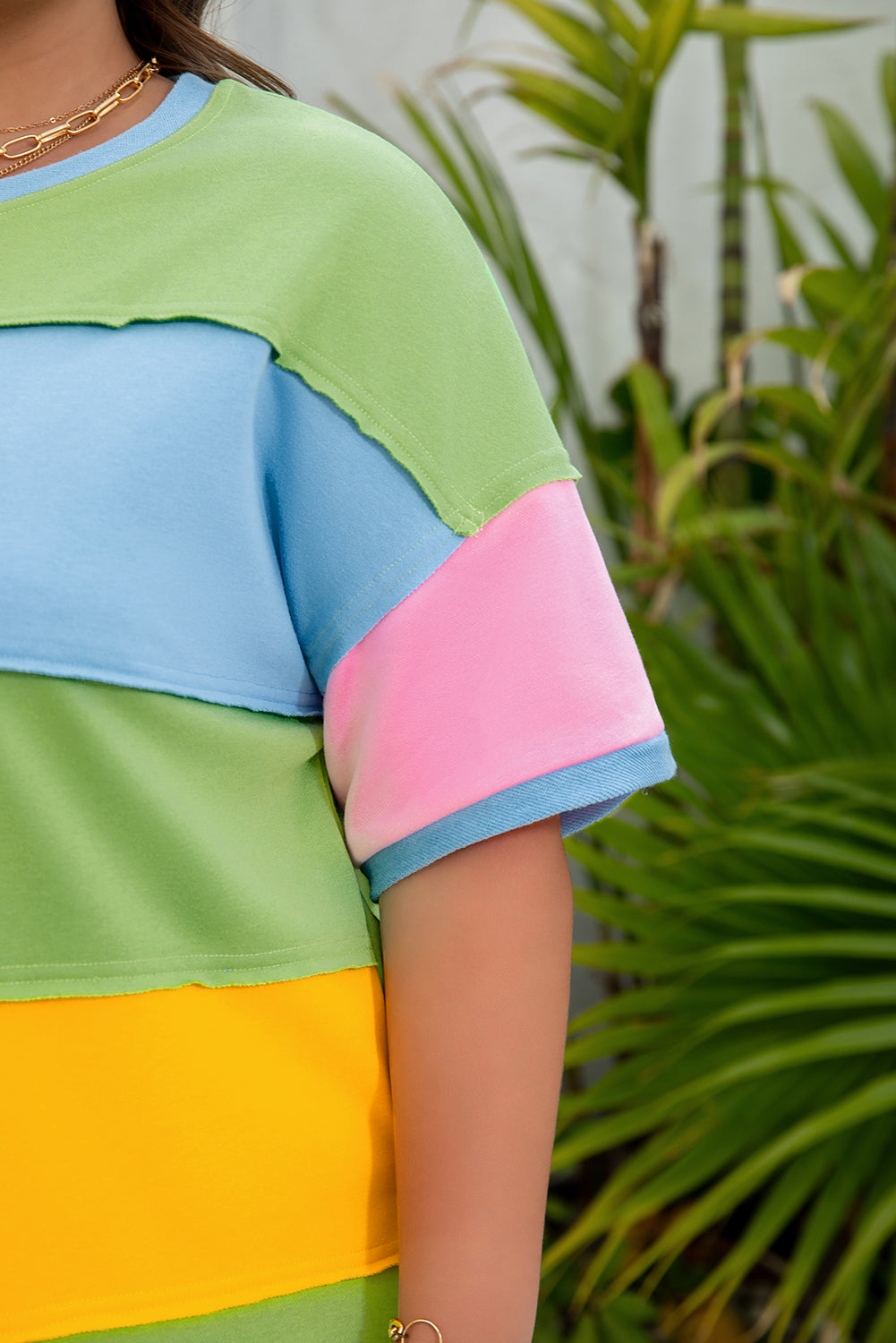 Plus Size Colorblock Patchwork T-Shirt