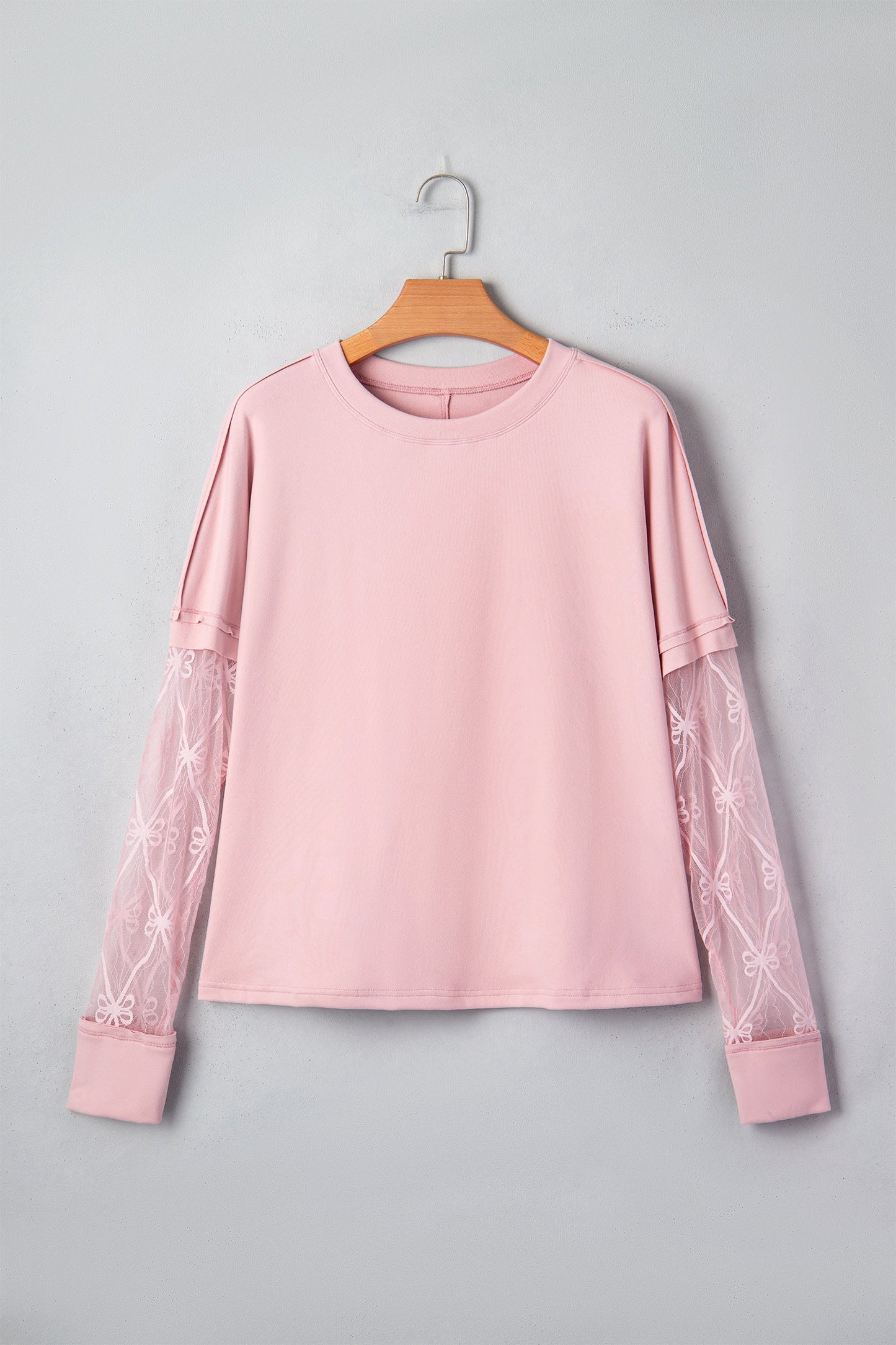 Bow Mesh Patchwork Long Sleeve Tee