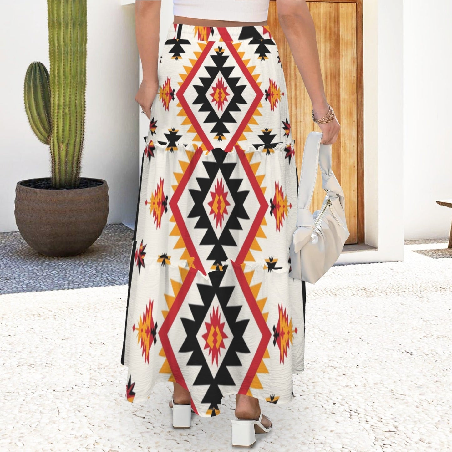 San Antonio Aztec Tiered Prairie Maxi Skirt
