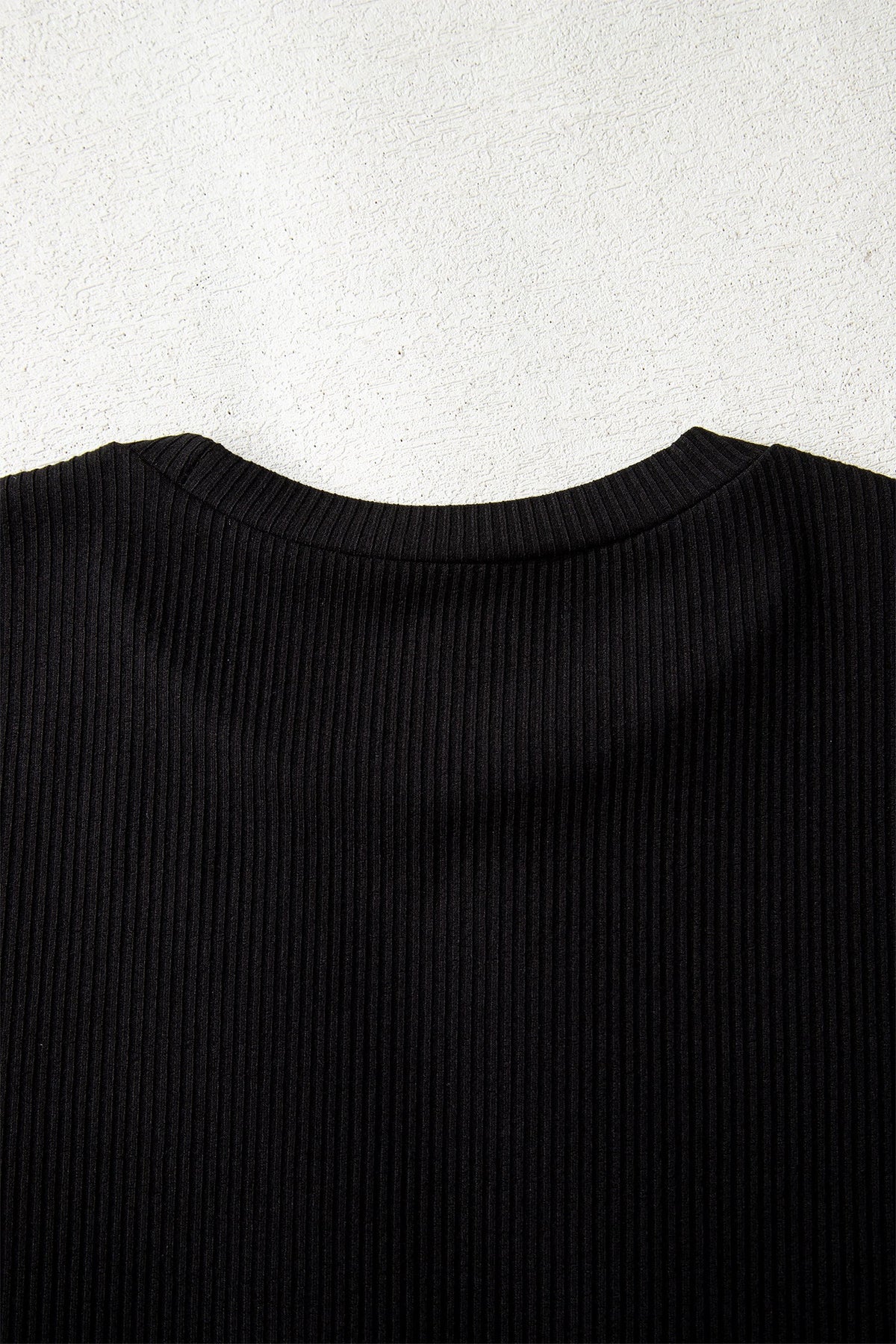 Solid Ribbed Round Neck Long Sleeve Bodysuit