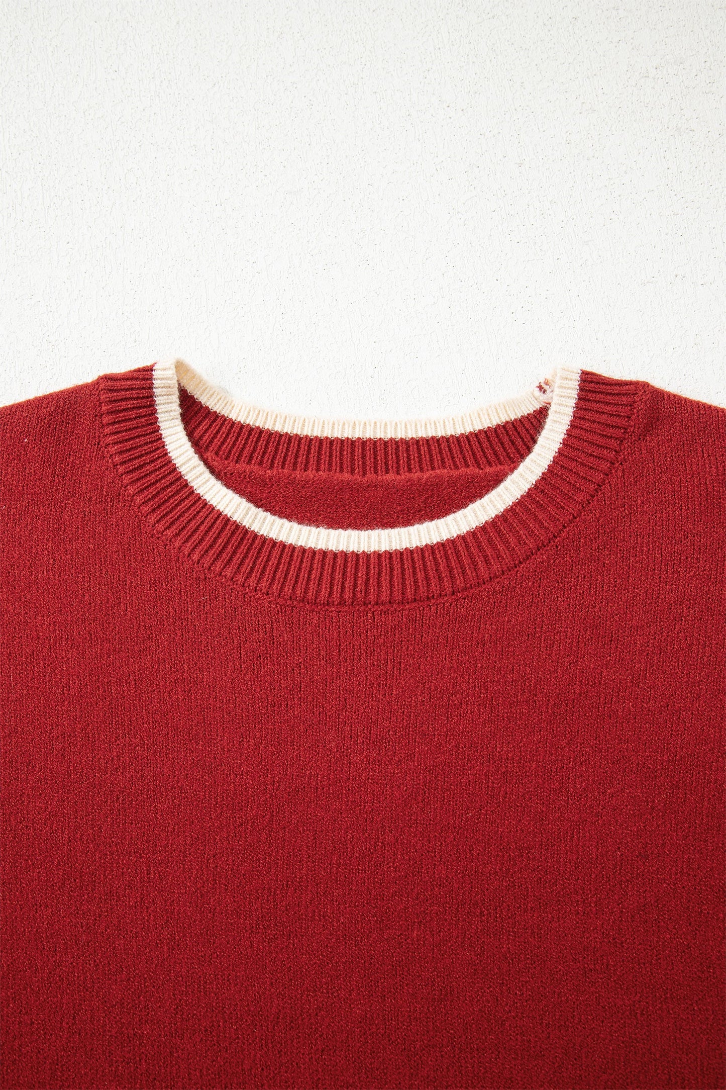 Leopard Bow Split Cuff Contrast Trim Sweater
