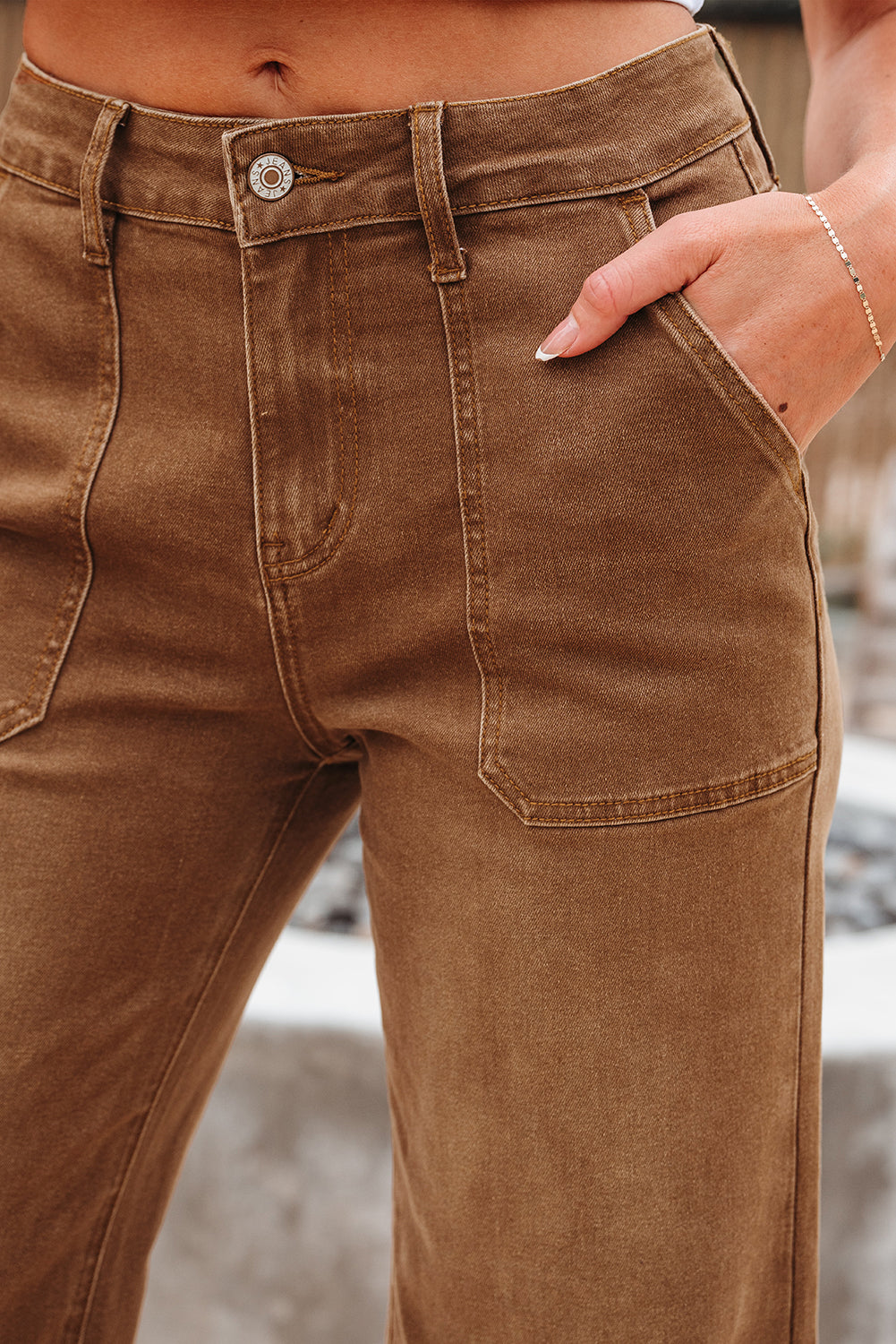 Denim High Rise Cropped Wide Leg Jeans