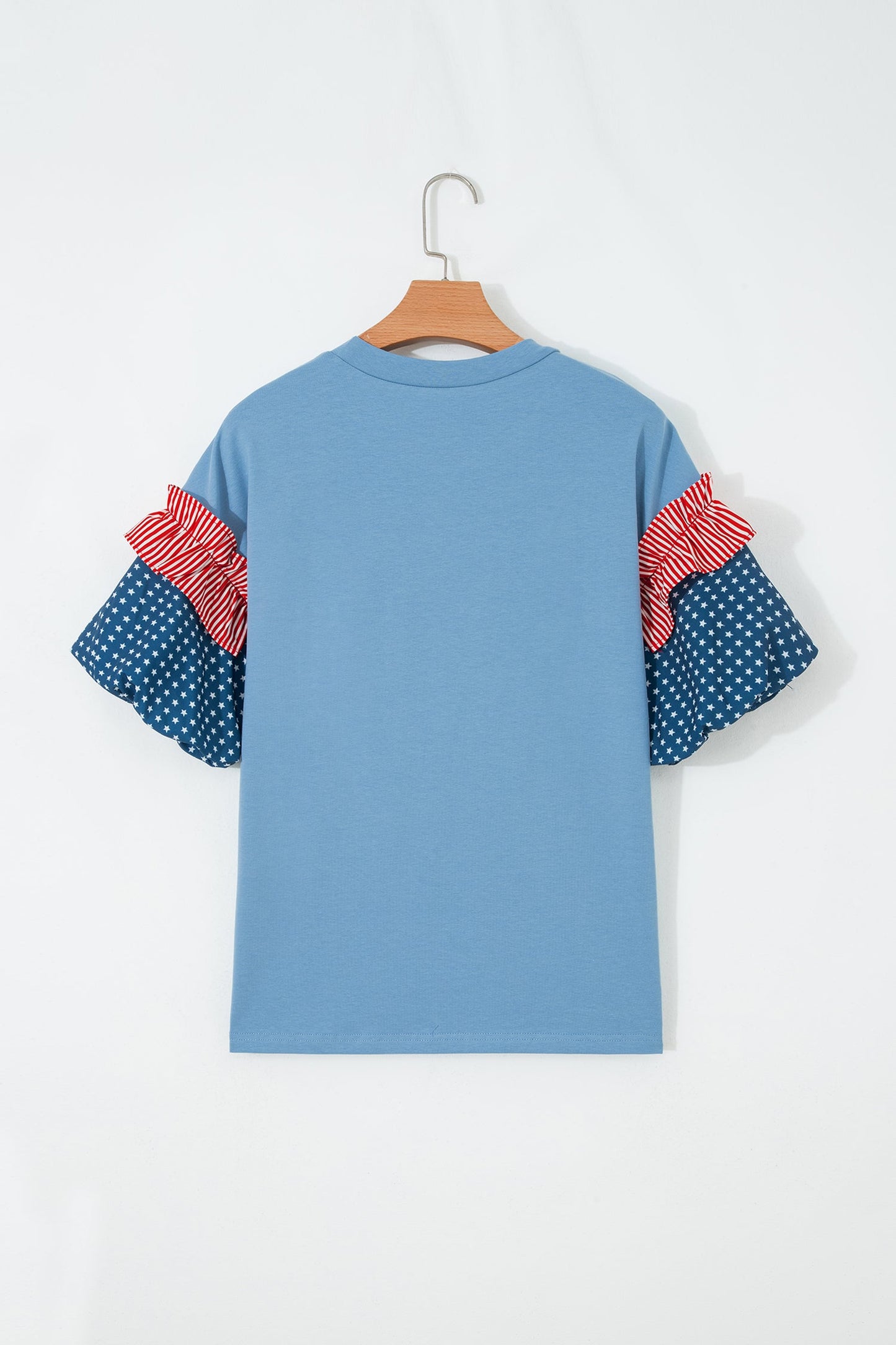 Stars & Stripe Patchwork Short Puff Sleeve Top