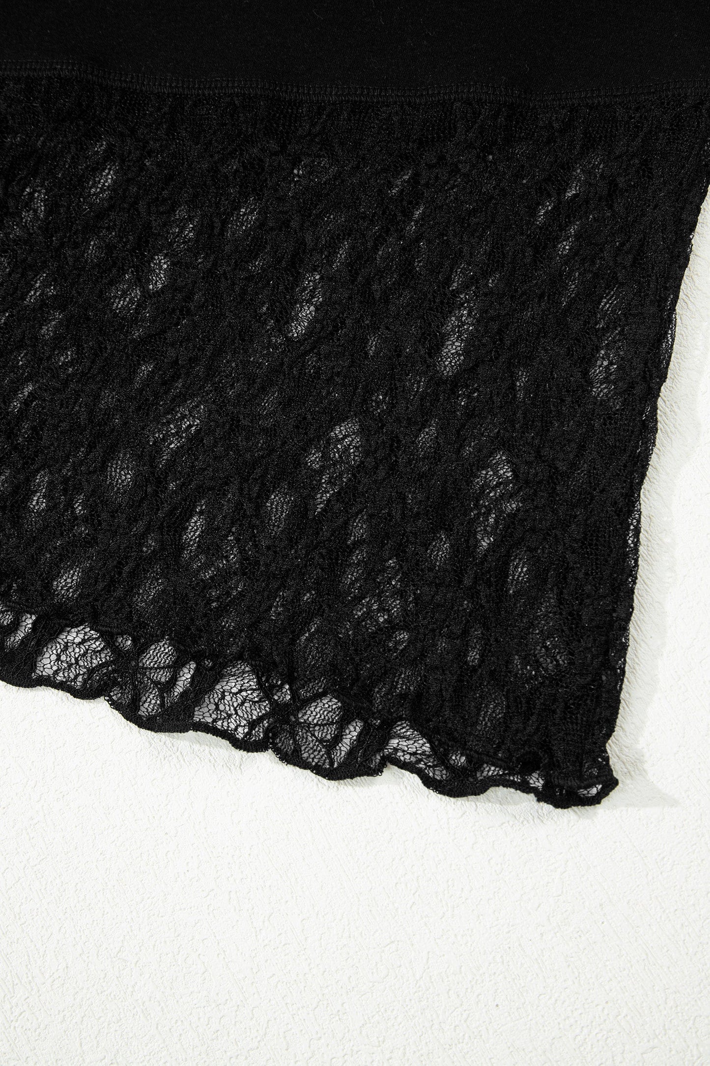 Sheer Lace Asymmetric Patchwork Long Sleeve Top