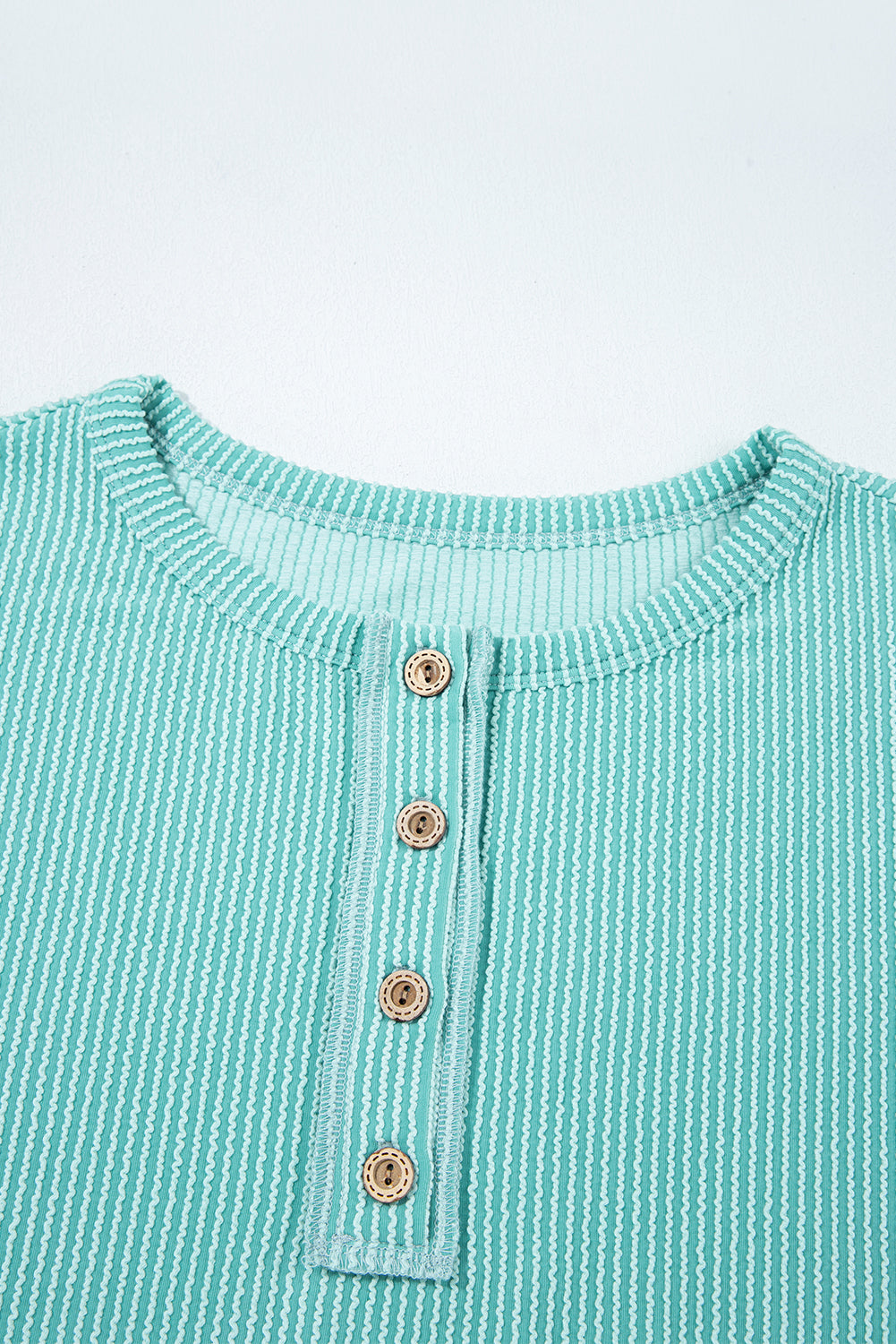 Colorblock Corded Knit Long Sleeve Henley Top
