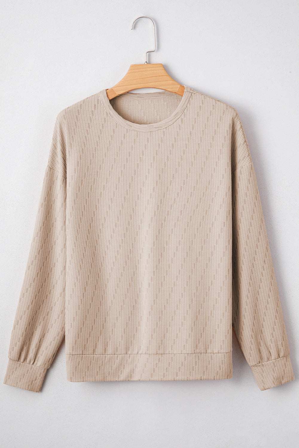 Solid Textured Long Sleeve Top