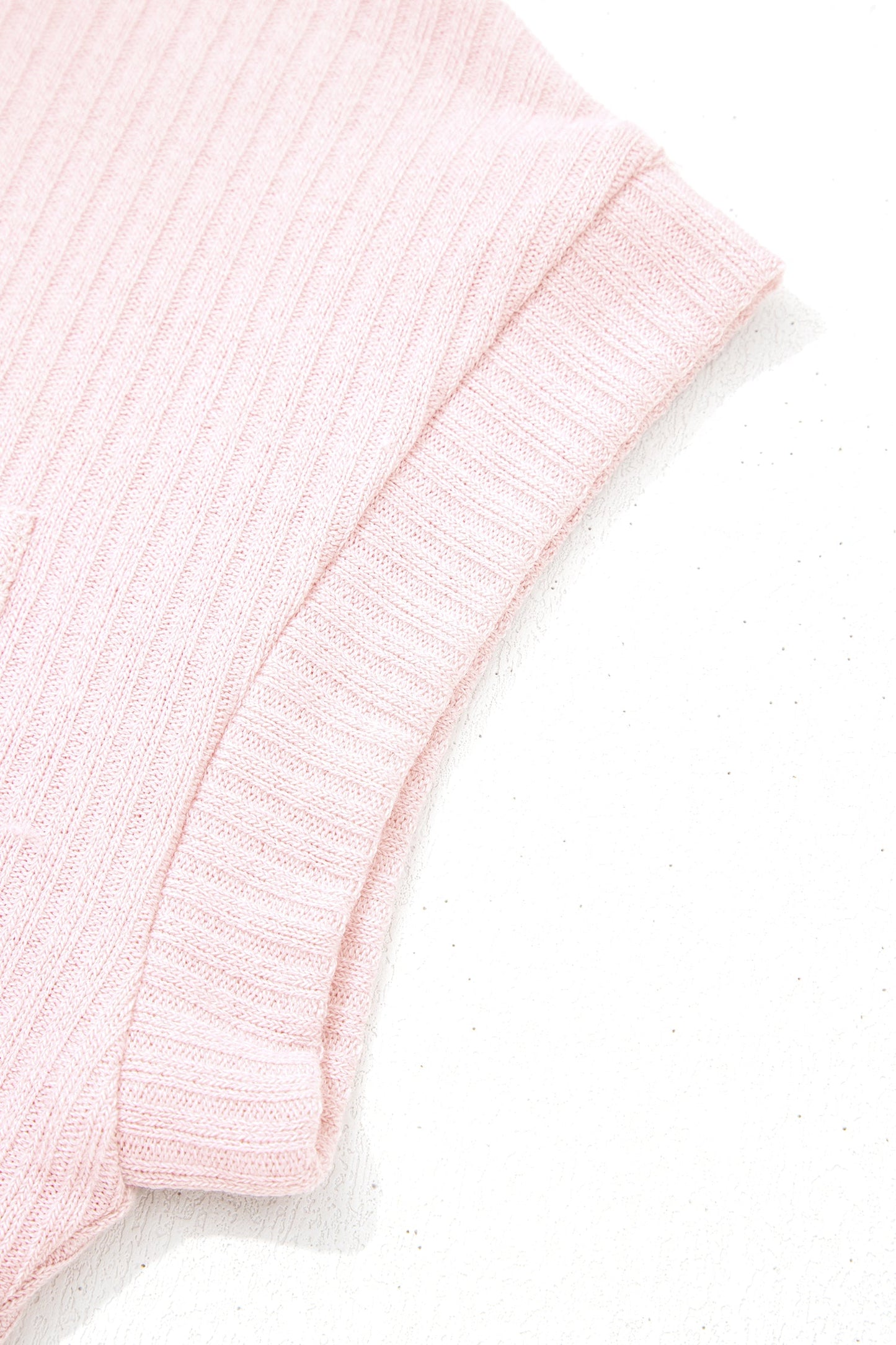 Solid Ribbed Knit Collared V-Neck Tee