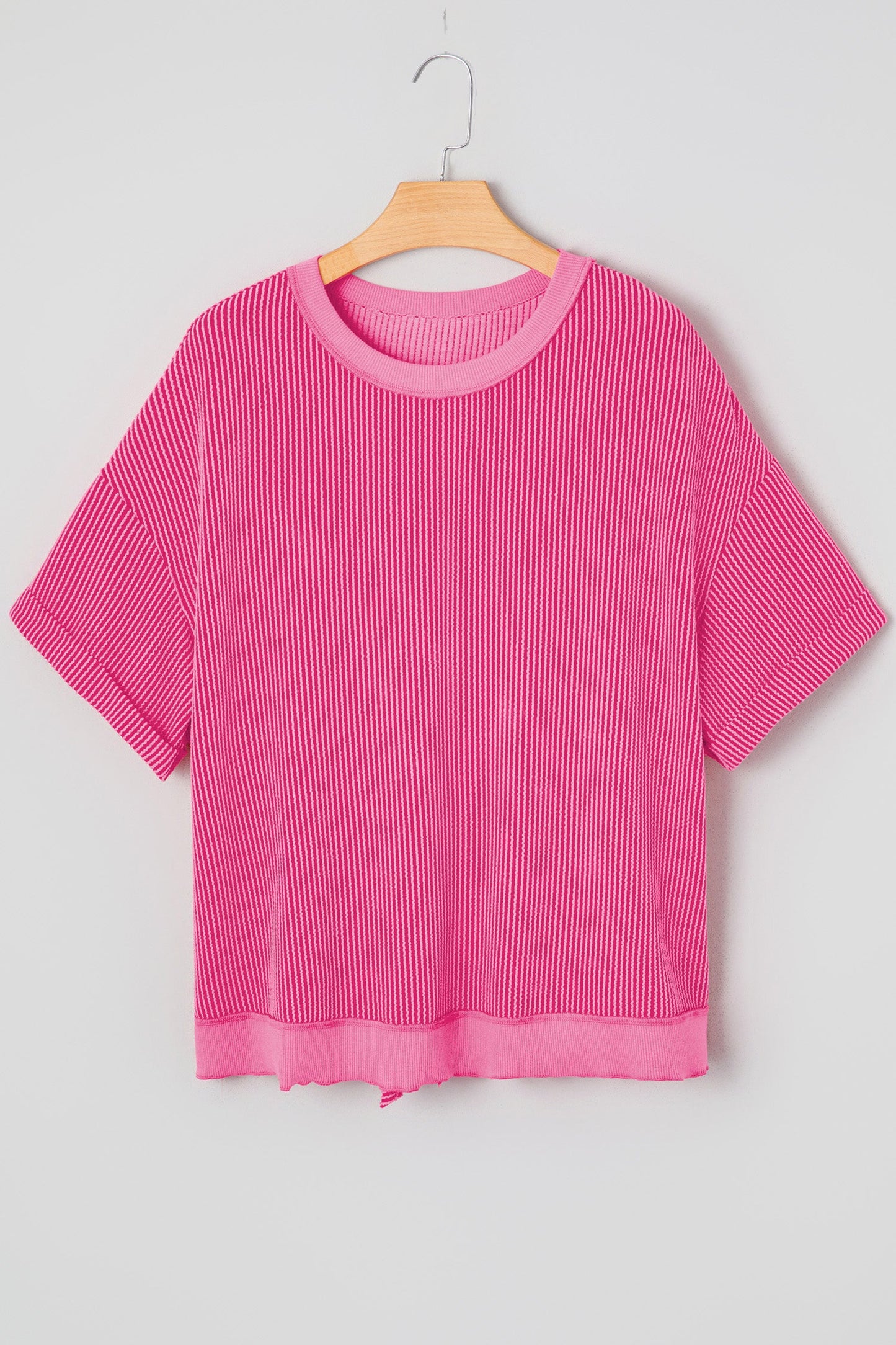 Corded Knit Cutout Bow Tie Back T-Shirt
