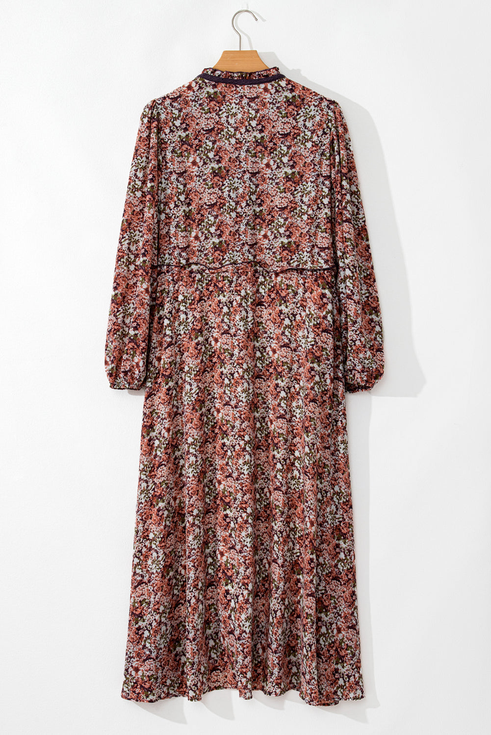 Floral Split Front Tiered Frill Midi Dress