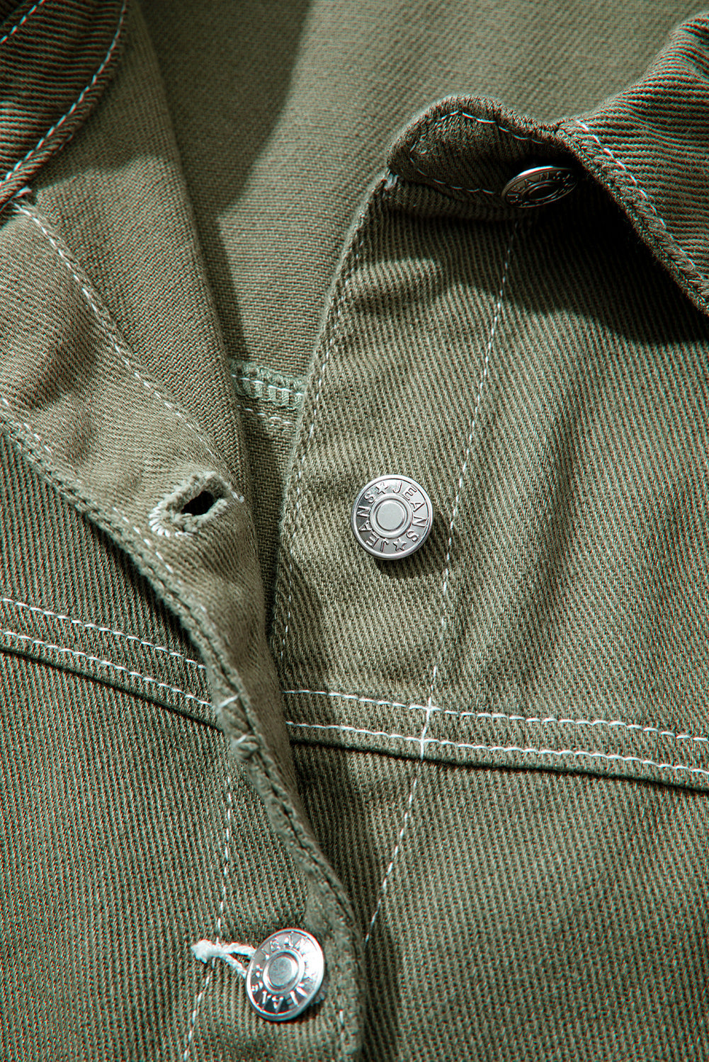 Denim Button-Up Patch Pocket Collared Jacket