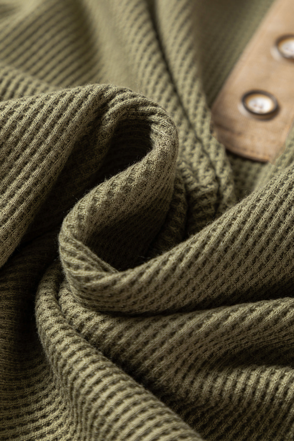 Colorblock Waffle Textured Henley Top