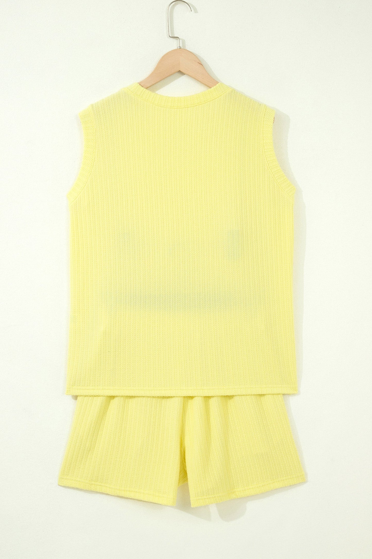 Solid Textured Loose Tank Top & Shorts Set