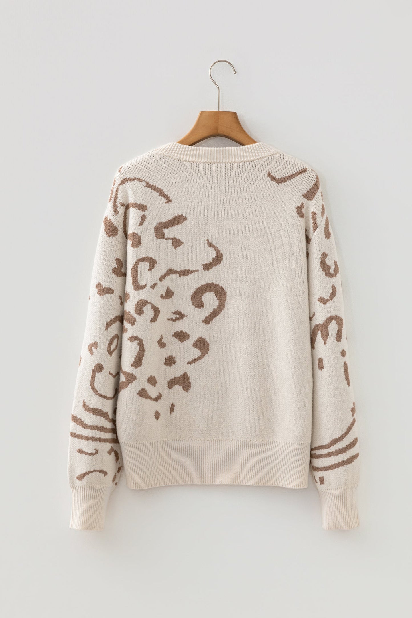 Leopard Asymmetric Drop Shoulder Sweater