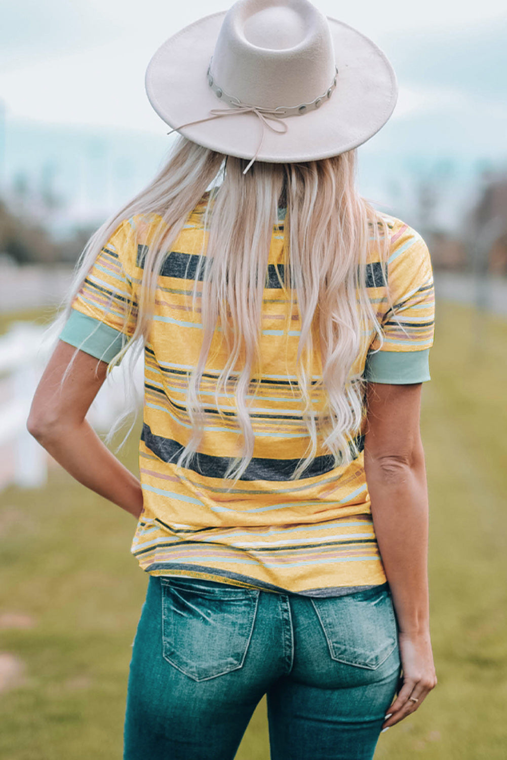 Stripe Short Sleeve Crew Neck T-Shirt