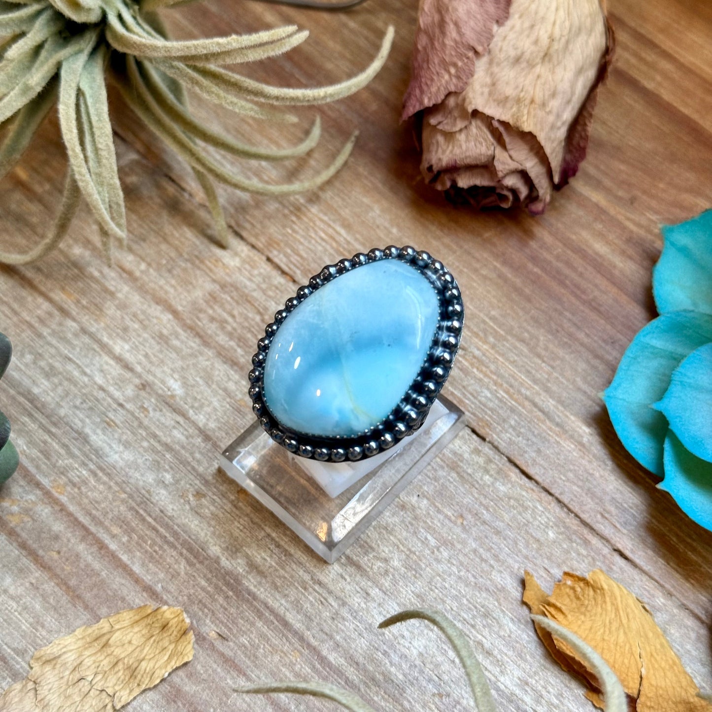 MJ Ring Oval Blue Larimar Sterling Silver
