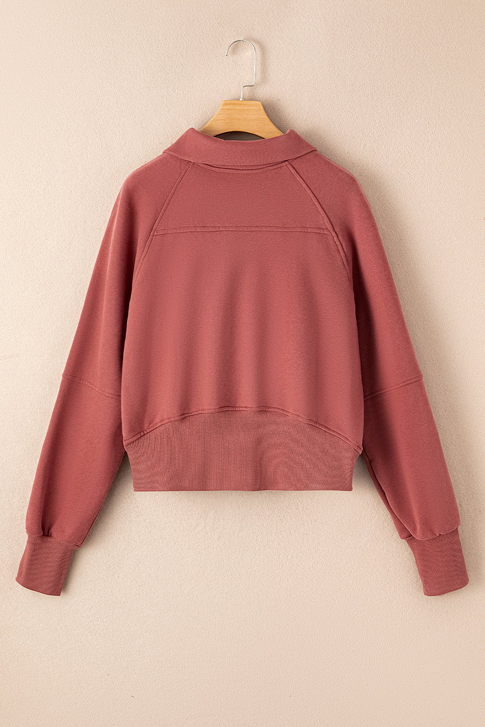 Solid Fleece-Lined Half-Zip Up Collar Sweatshirt