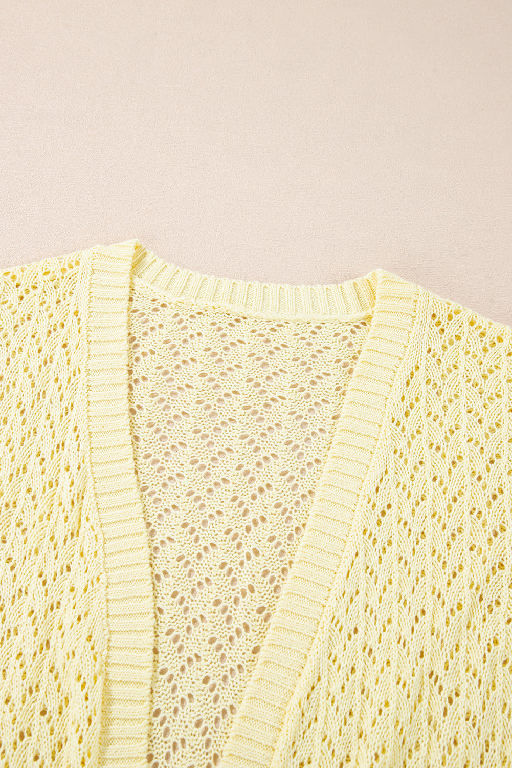 Pointelle Knit Open Front Short Cardigan