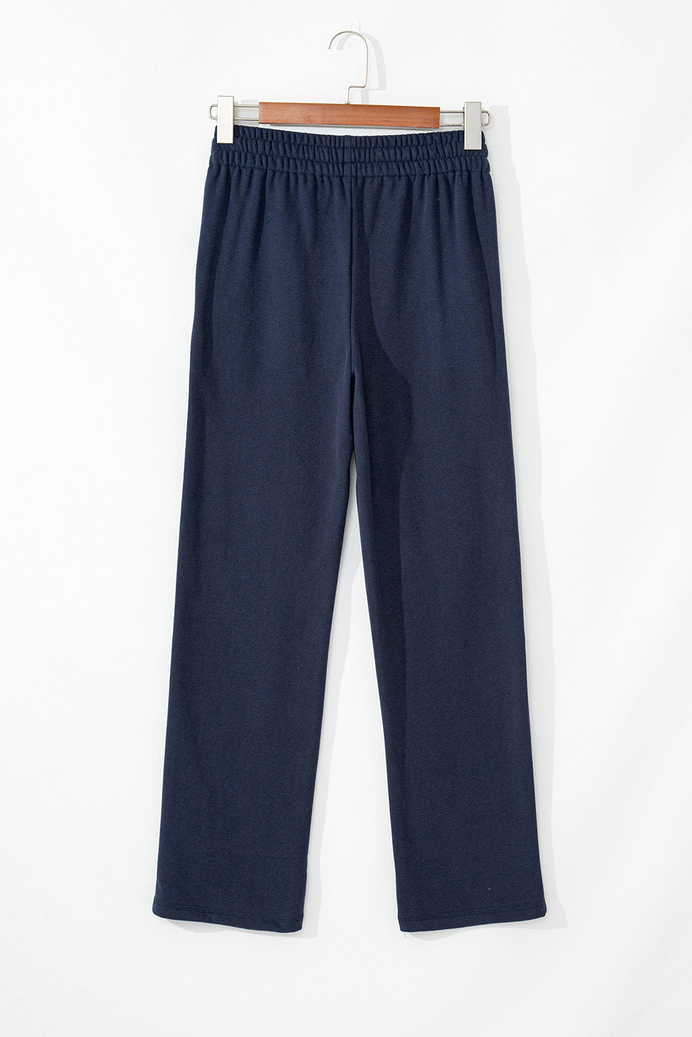 Solid Fleece-Lined Drawstring Waist Pants