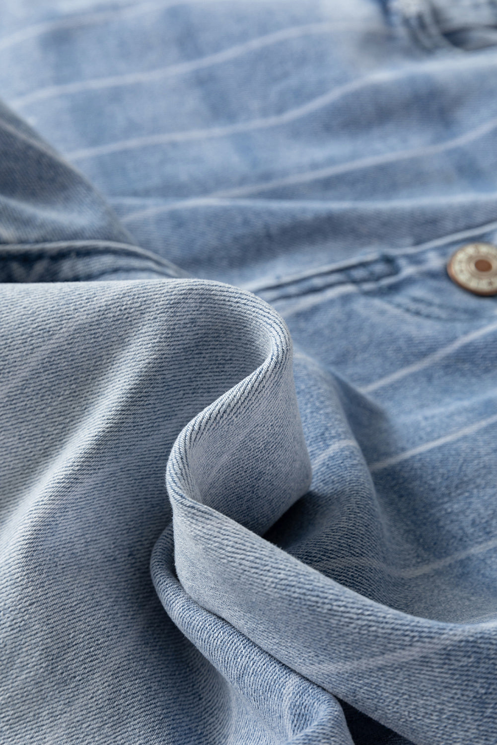 Pinstripe Denim Multi Button Wide Leg Jeans