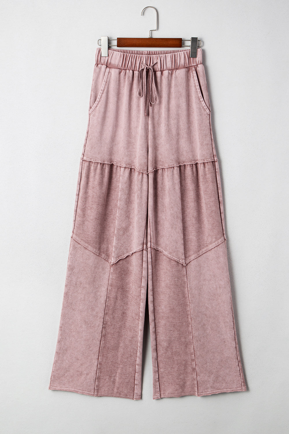 Mineral Wash Tiered Drawstring Wide Leg Pants