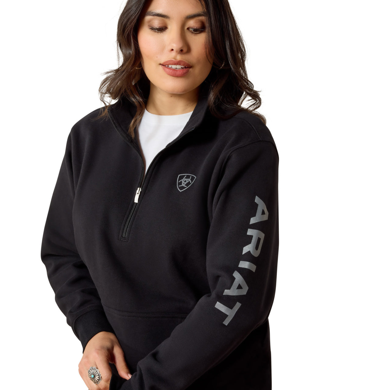 Ariat Women's Black Logo 1/2 Zip Sweatshirt