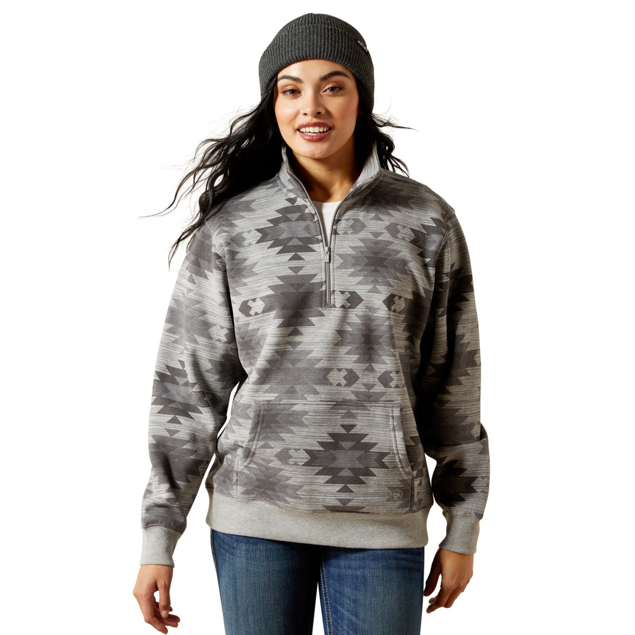 Ariat Women's Grey Southwest Sienna 1/2 Zip Sweatshirt