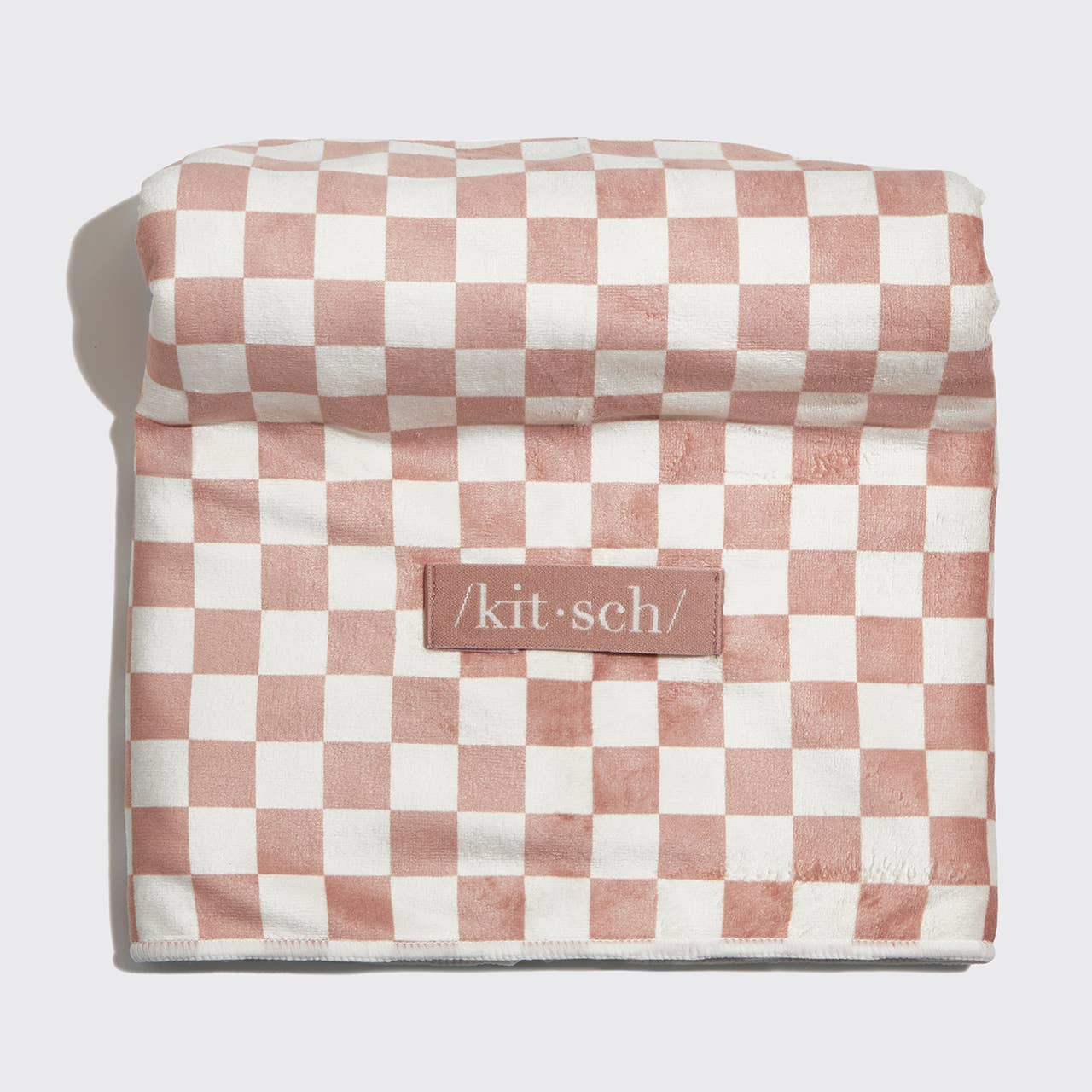 Extra Large Quick-Dry Hair Towel Wrap- Terracotta Checker by Kitsch