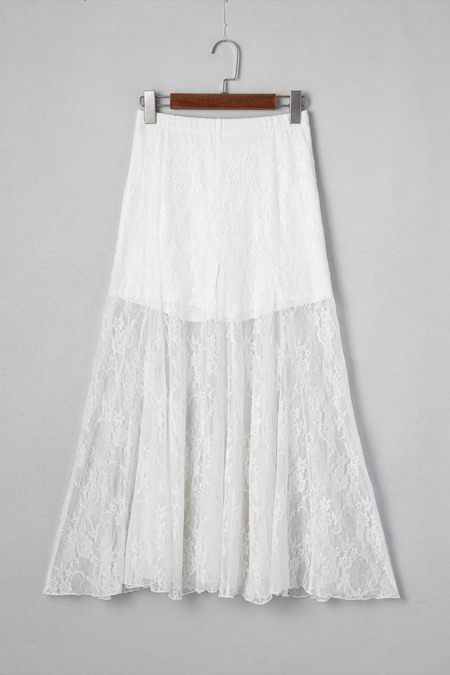 Floral Sheer Lace Flowy Maxi Skirt