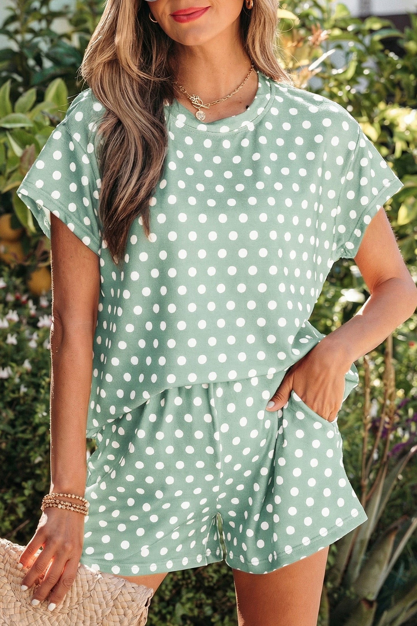 Polka Dot Short Sleeve Top & Shorts Set