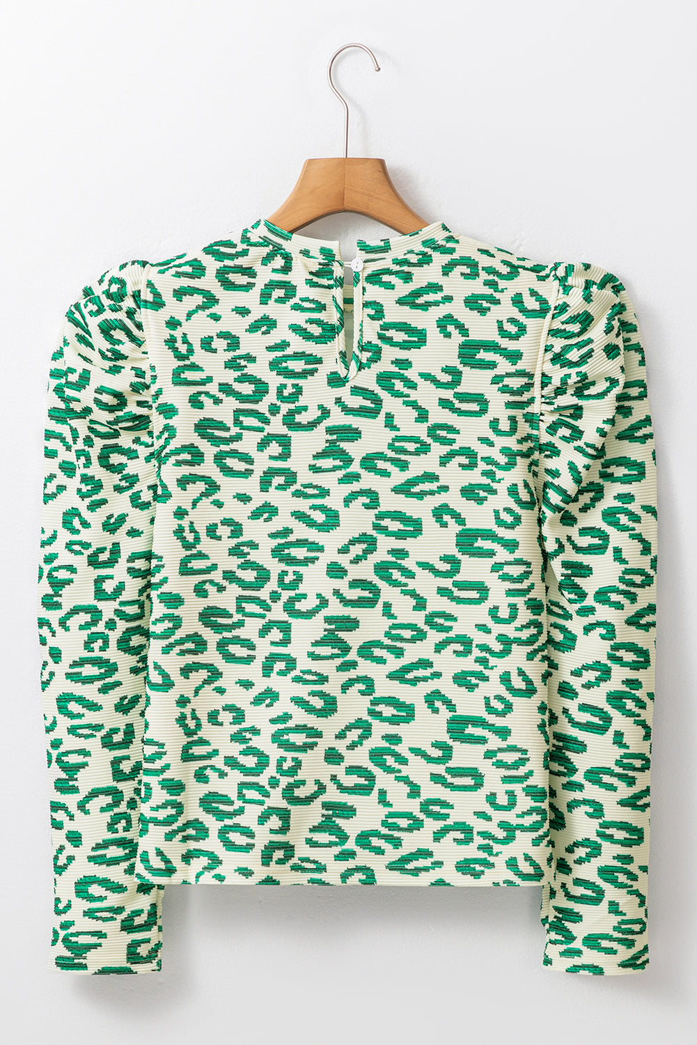 Leopard Mock Neck Puff Sleeve Top
