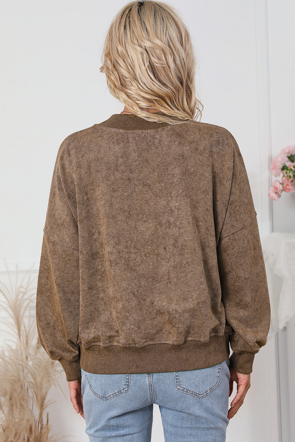 Mineral Wash Drop Shoulder Crewneck Sweatshirt