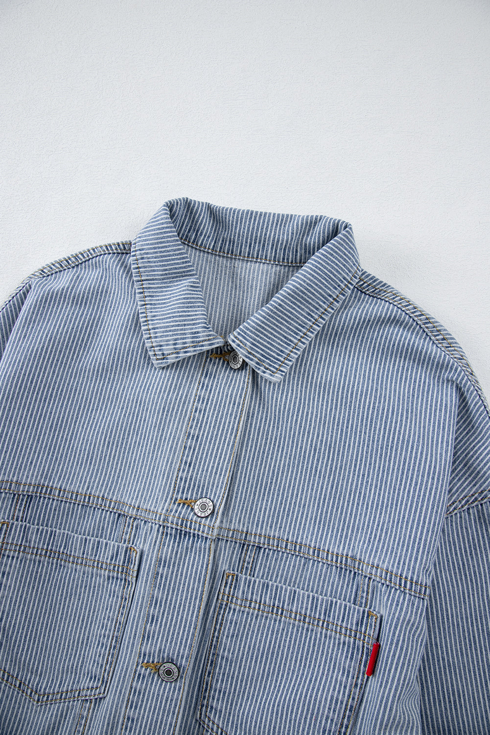 Stripe Wash Oversize Pocket Denim Jacket