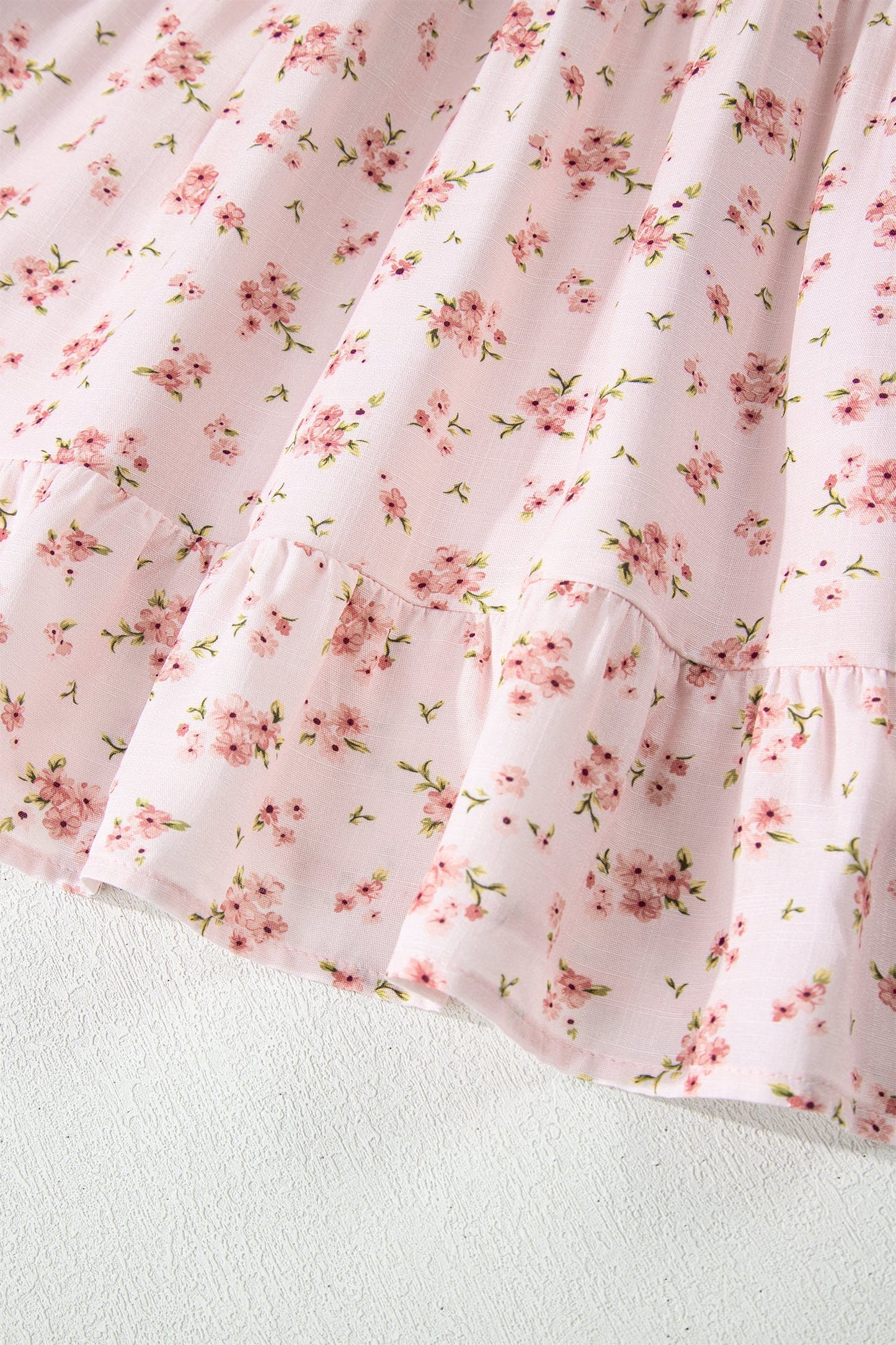 Floral Front Tie Shirred Waist Ruffle Mini Dress