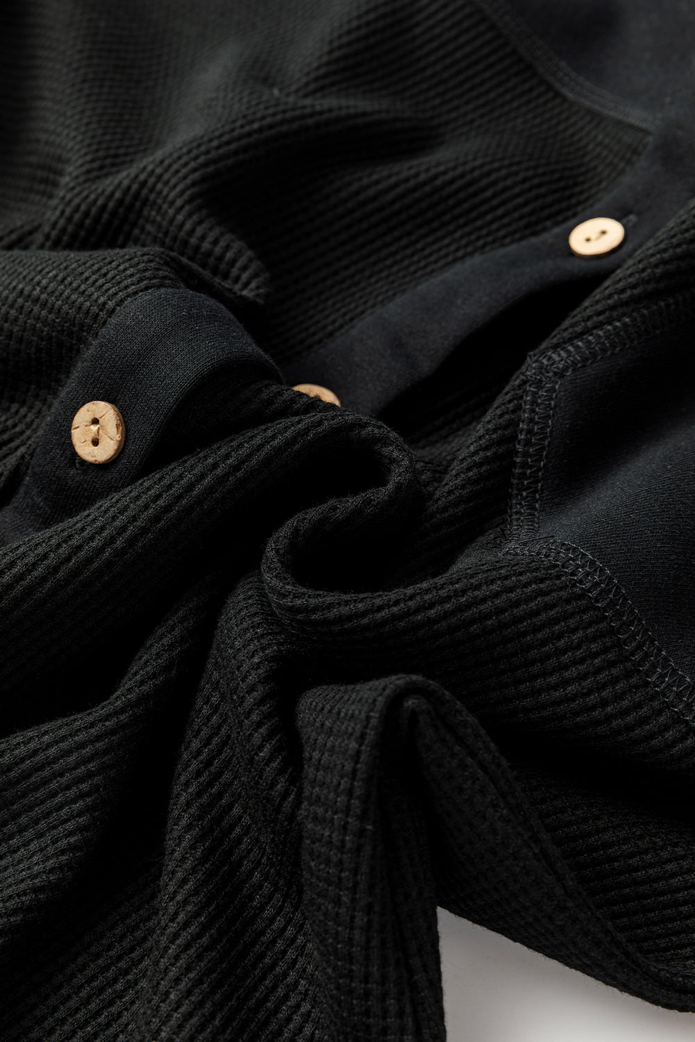 Waffle Knit Patchwork Reverse Seam Button-Up Shacket