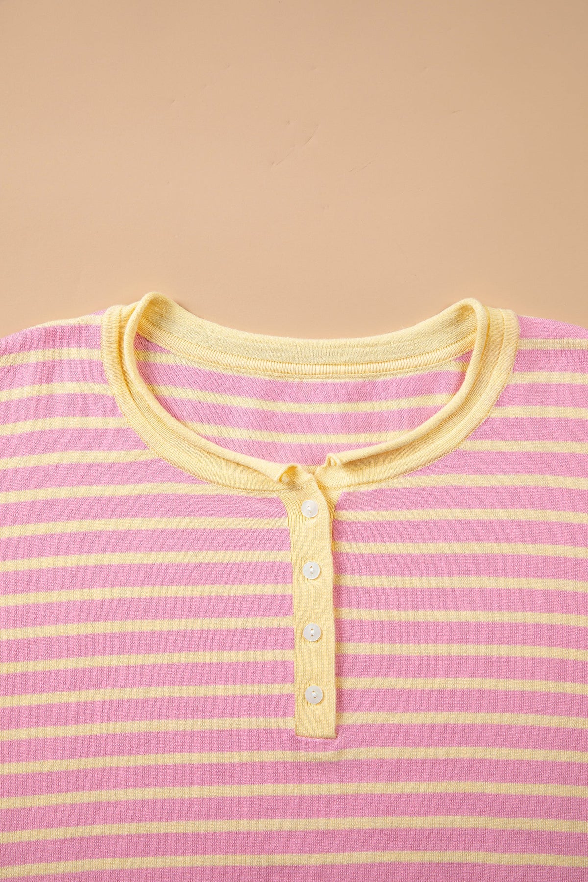 Plus Size Stripe Contrast Trim Henley Sweater