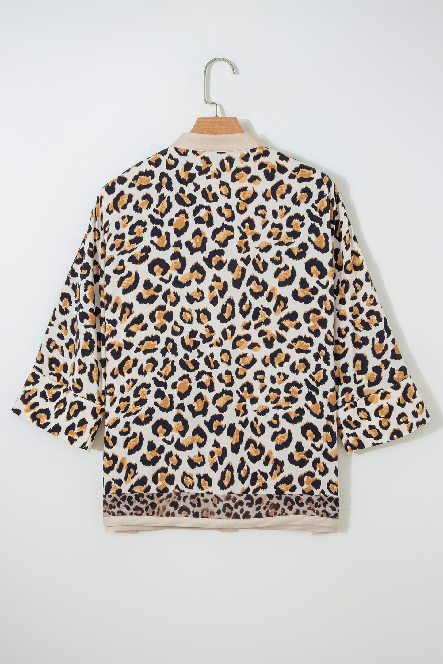 Leopard Patchwork 3/4 Sleeve Buttoned Shirt