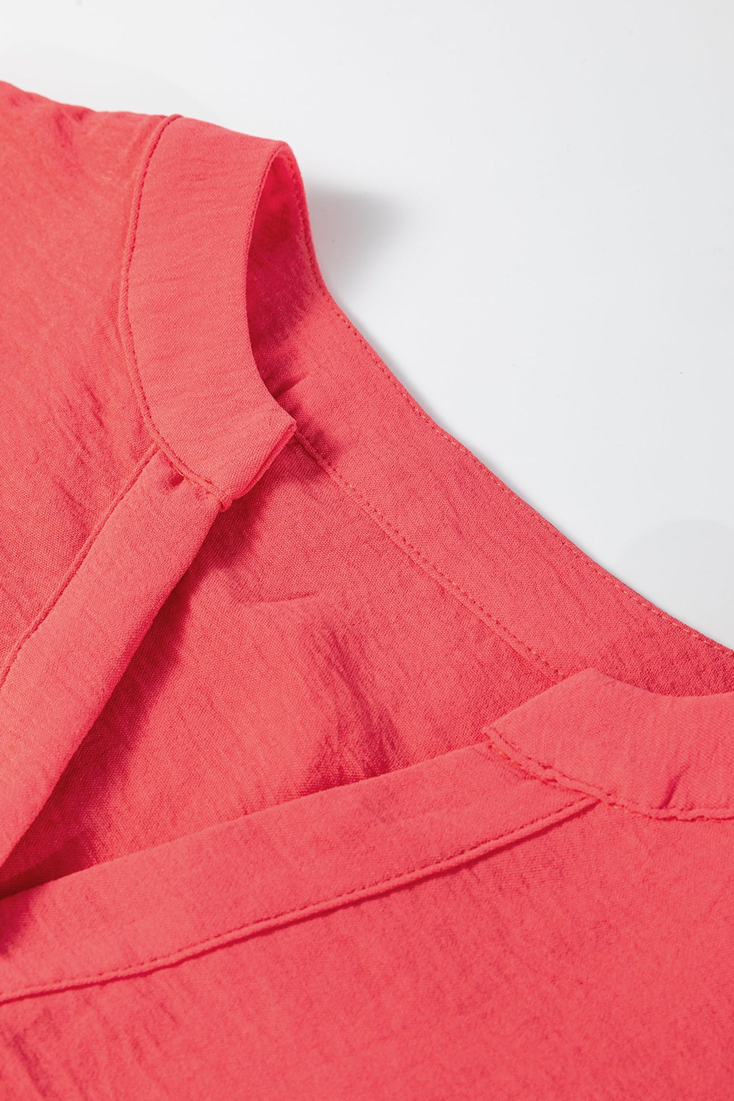 Ricrac Contrast Trim V-Neck Button Down Shirt