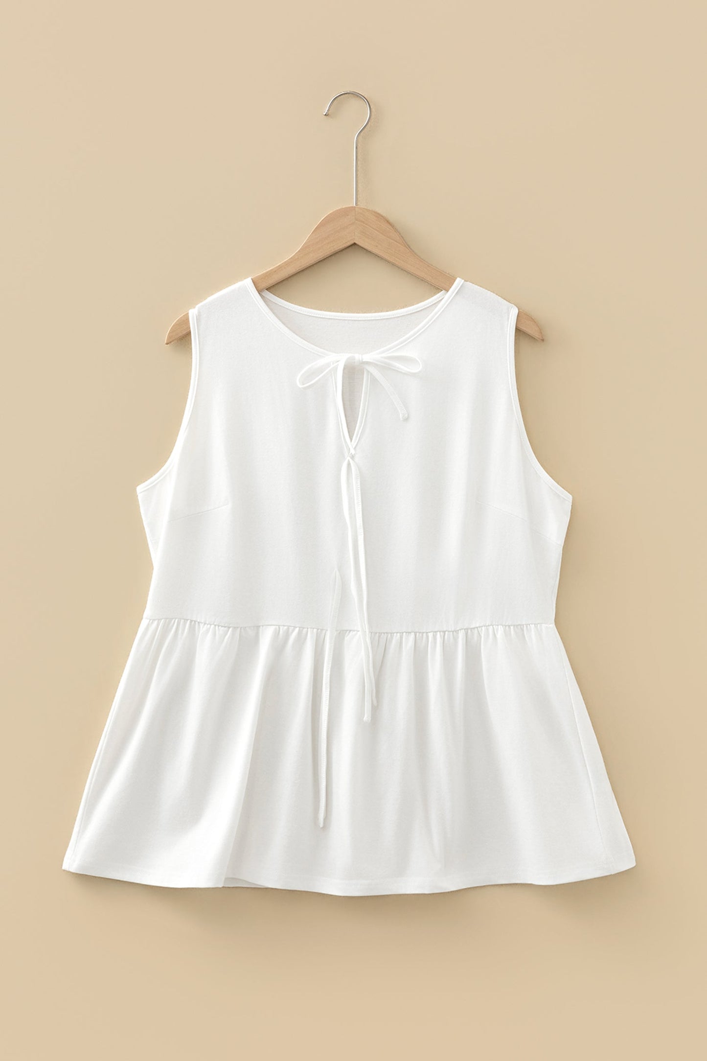 Plus Size Solid Bow-Tie Peplum Tank Top