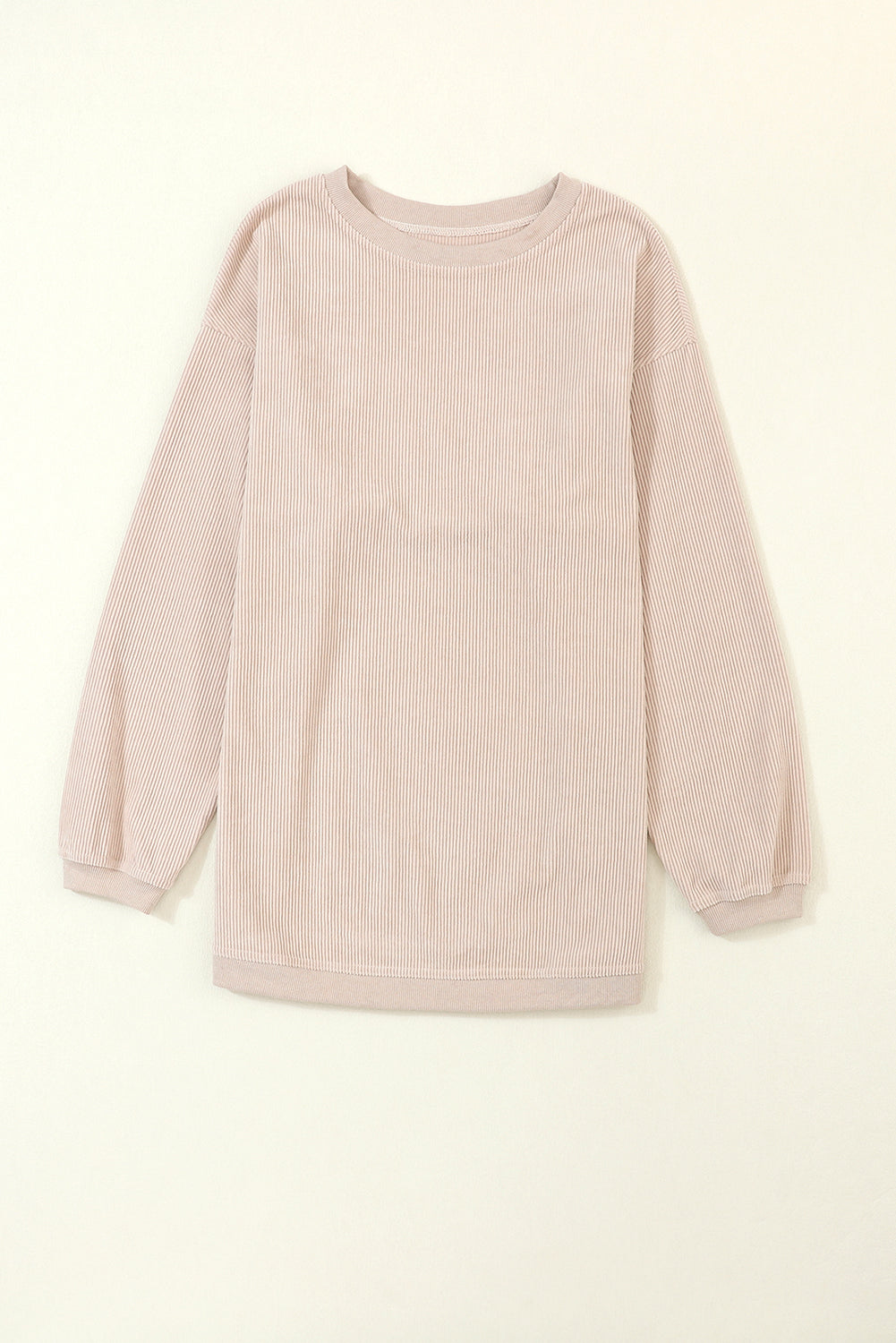 Solid Ribbed Corduroy Long Sleeve Oversized Sweatshirt