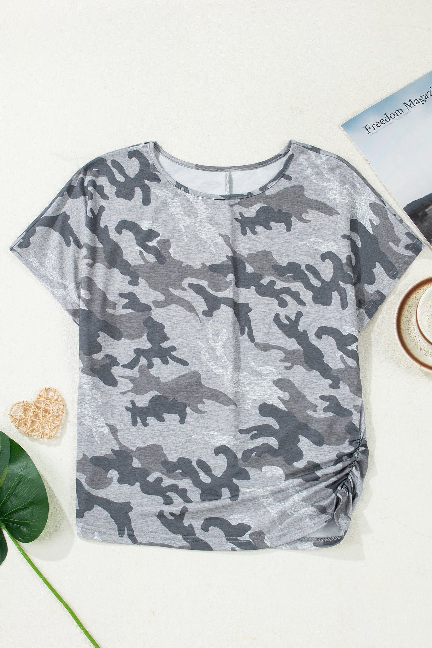 Camo Short Sleeve Round Neck T-Shirt