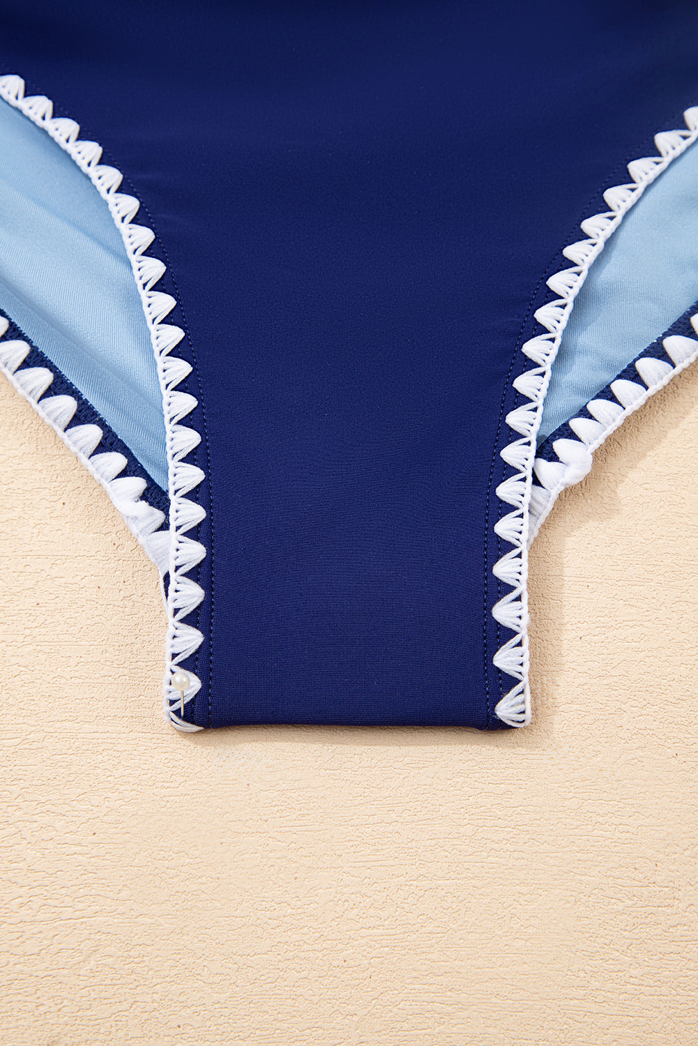 Ric-Rac Trim Contrast Patchwork Cutout Swimsuit
