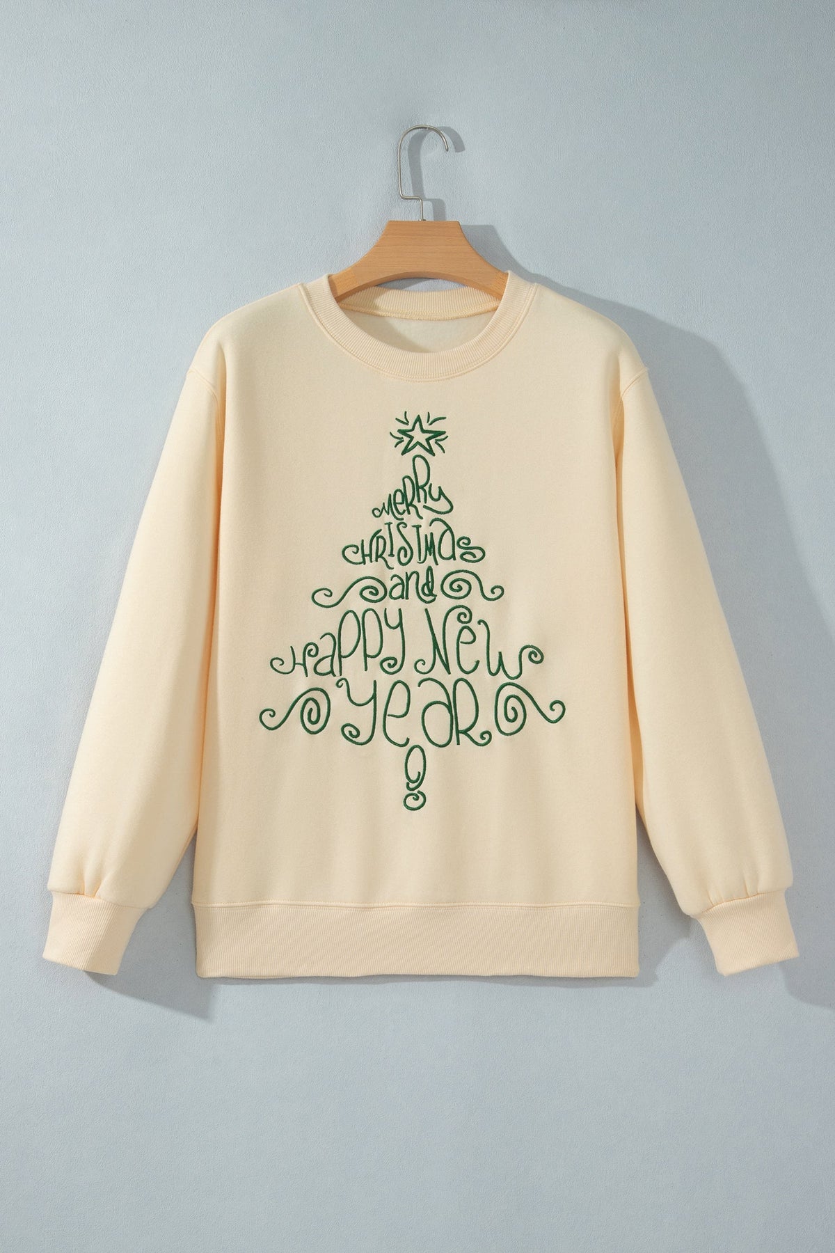 Merry Christmas & Happy New Year Embroidered Sweatshirt