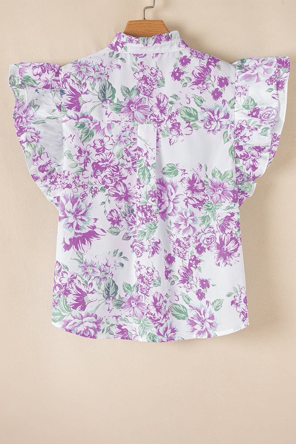 Floral Ruffle Sleeve Frilly Button-Up Shirt