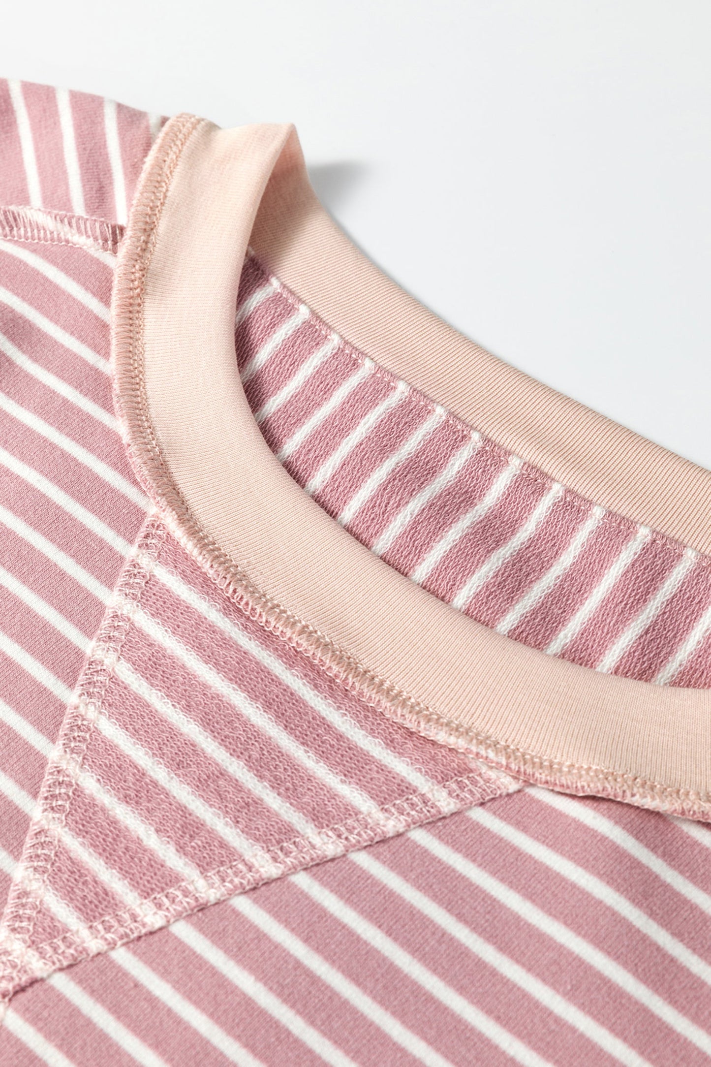 Stripe Patchwork Exposed Stitching Long Sleeve Top