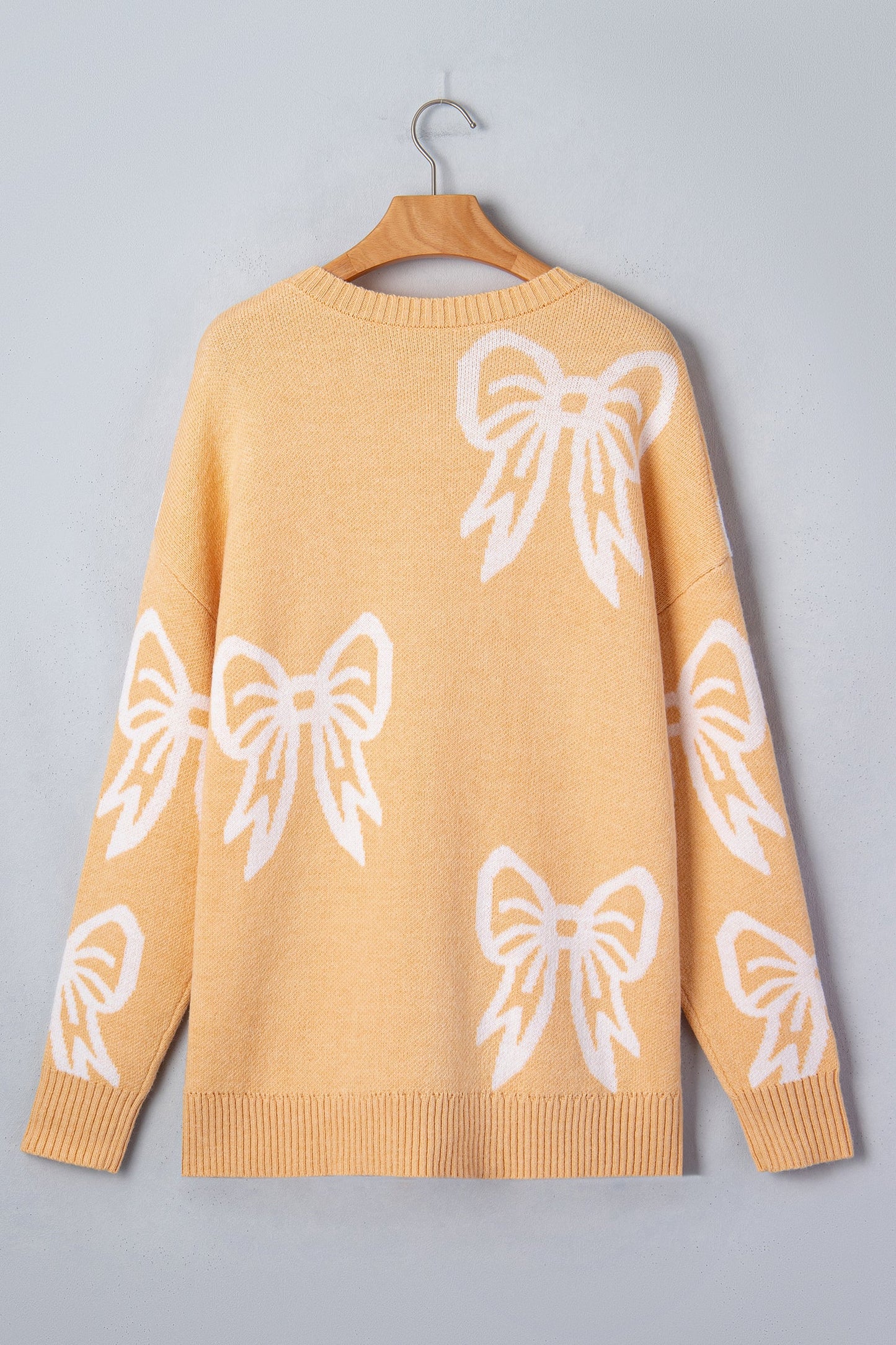 Bow Drop Shoulder Long Sleeve Sweater