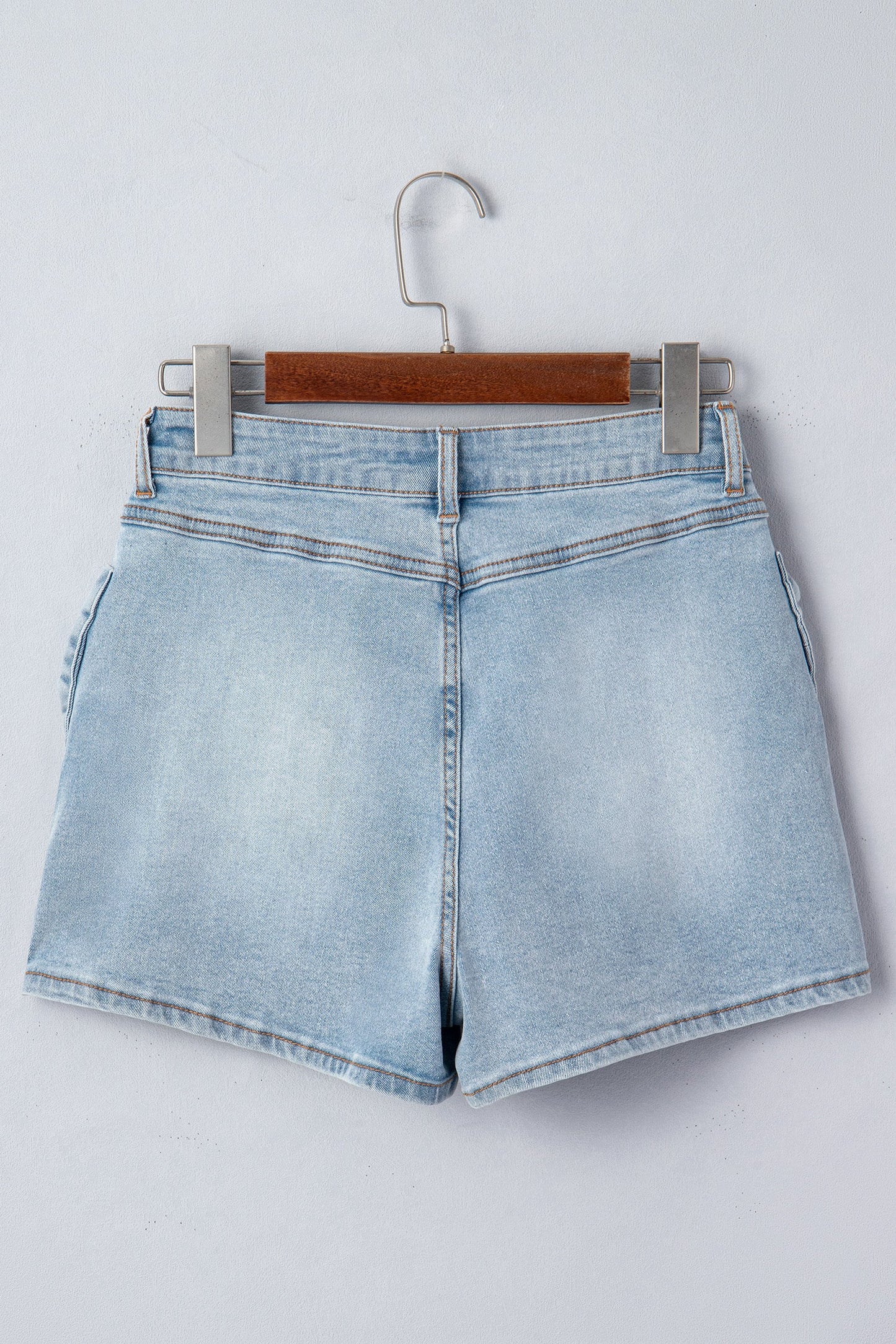 Bow Detail Denim High Waist Pocket Shorts