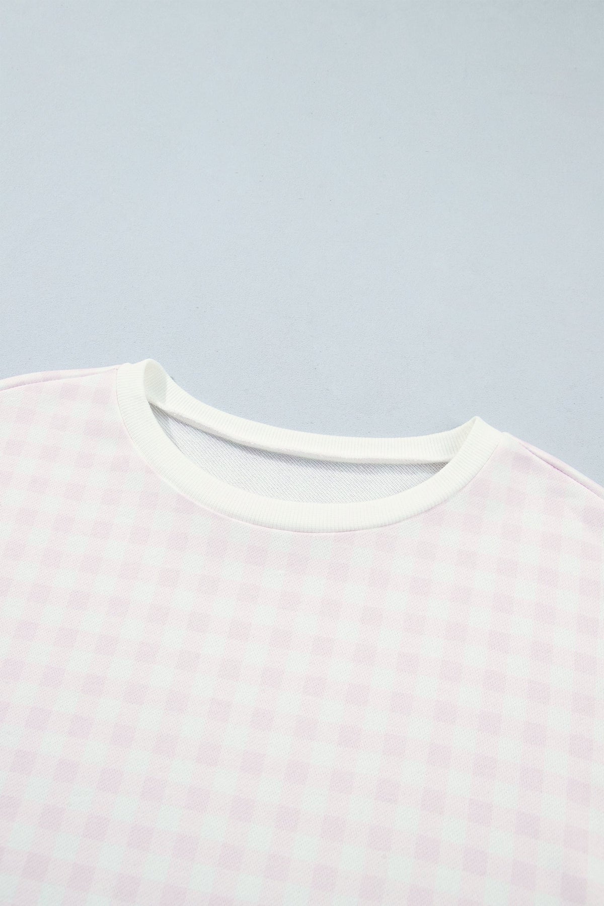 Gingham Round Neck Drop Shoulder Sweatshirt