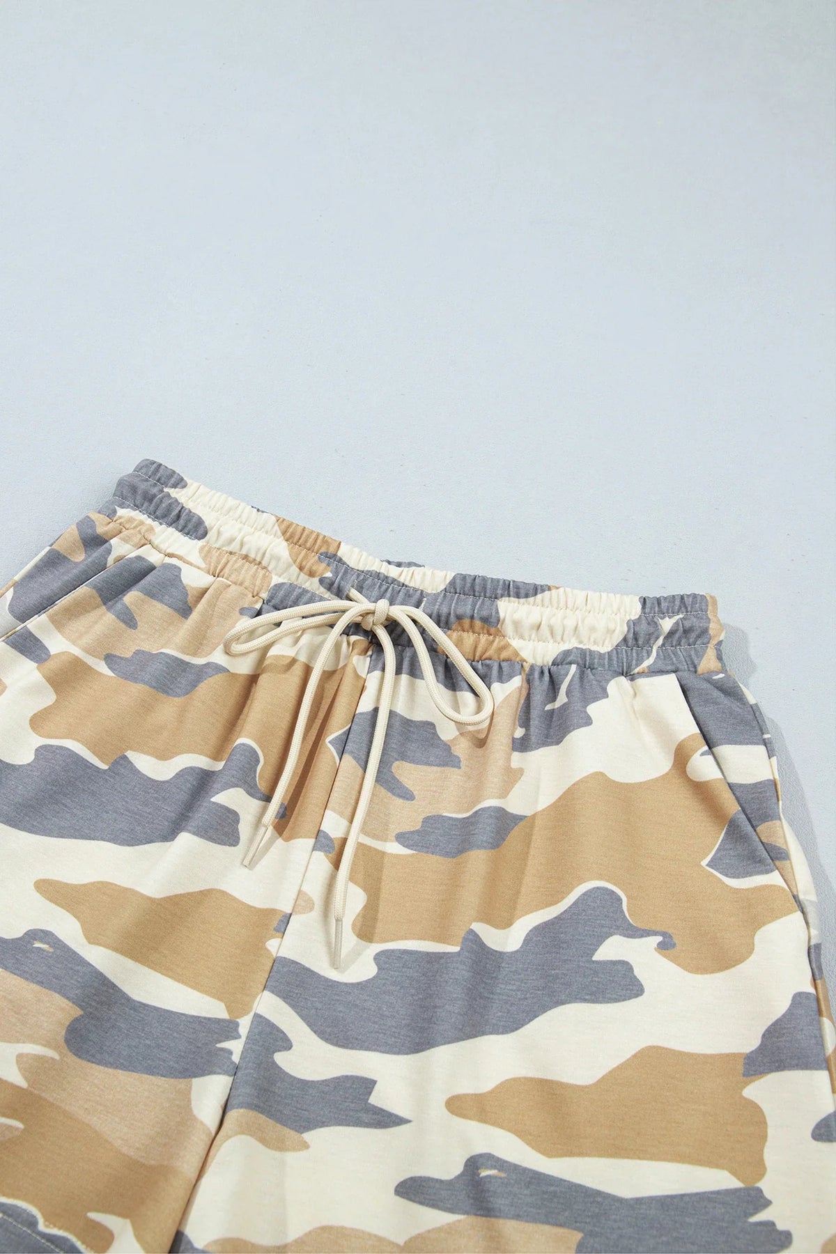 Camo Mock Neck Long Sleeve Top & Shorts Set