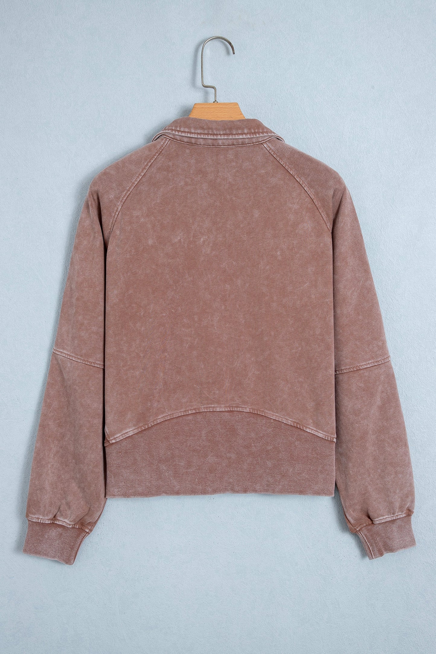 Mineral Wash Half-Zip Ribbed Hem Sweatshirt
